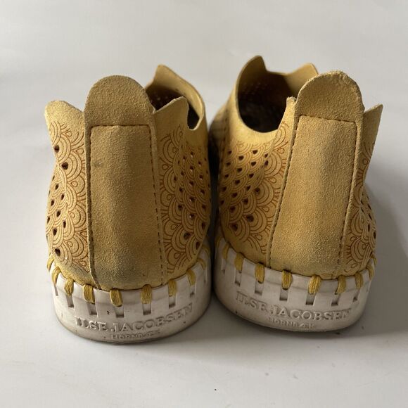 Isle Jacobson Shoes Womens 11 Yellow Suede Perforated Tulip Loafers Flats 41 - Picture 5 of 11